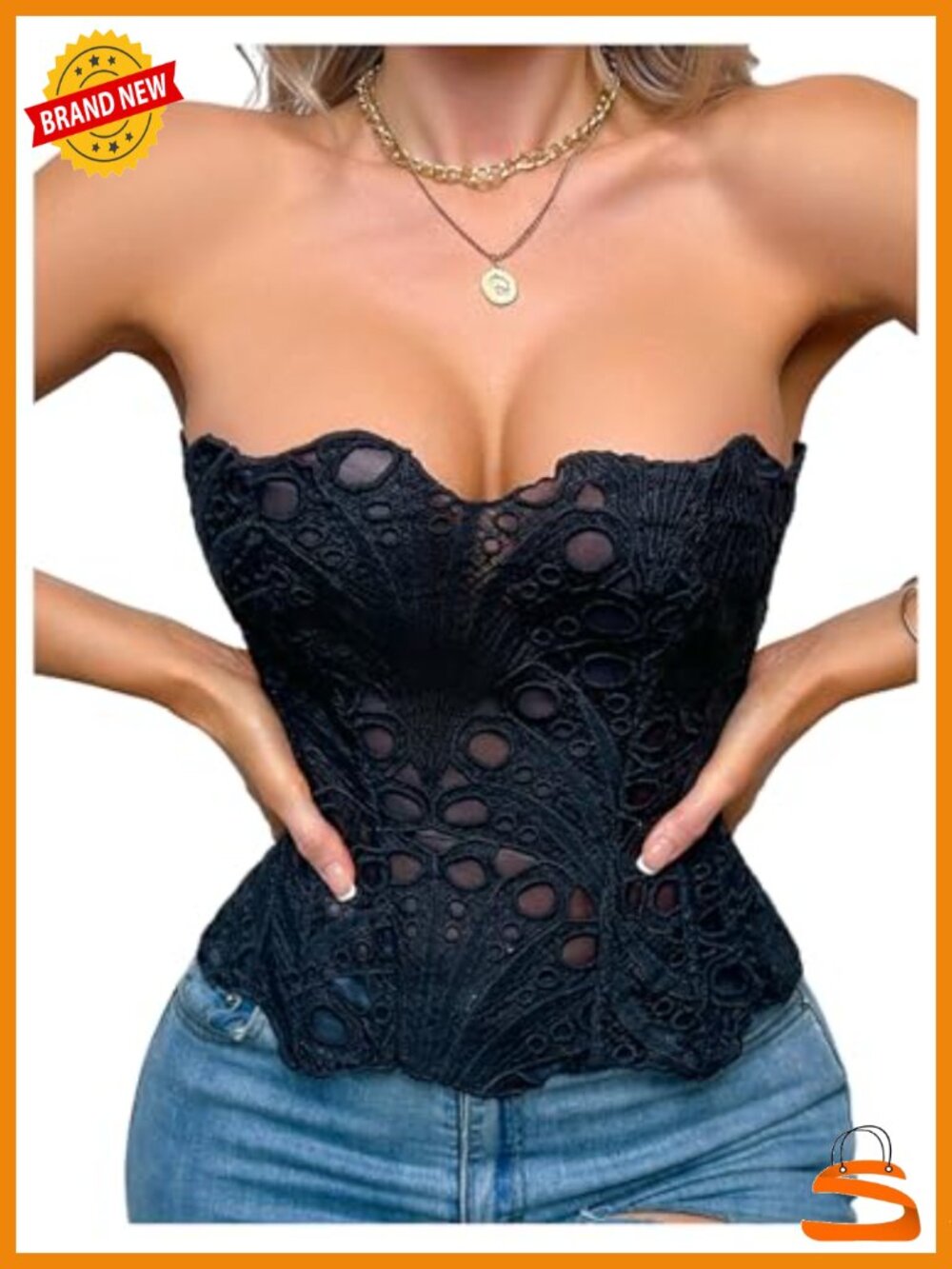 Strapless Lace Up Overbust Corset Bustier Top Shapewear Body Shaper